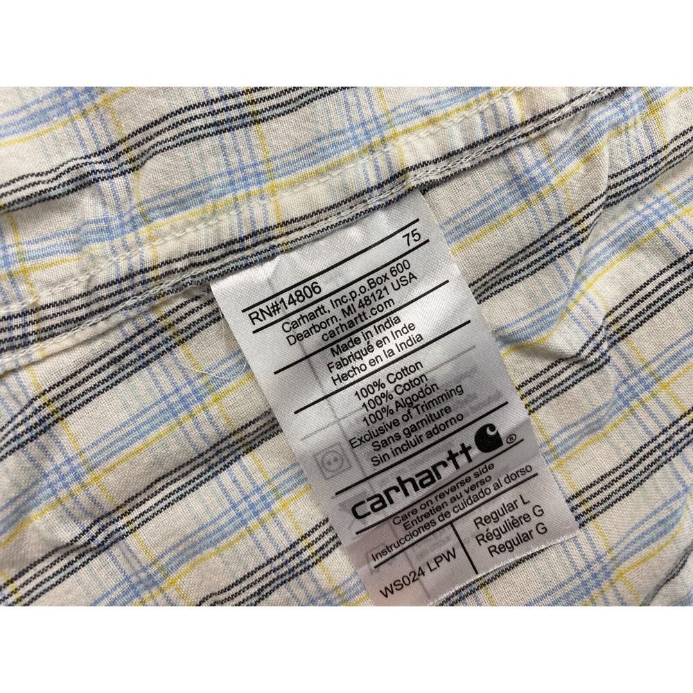 Carhartt Western Pearl Snap Shirt Womens Large Plaid Floral Trim Top WS024 LPW - Picture 9 of 11